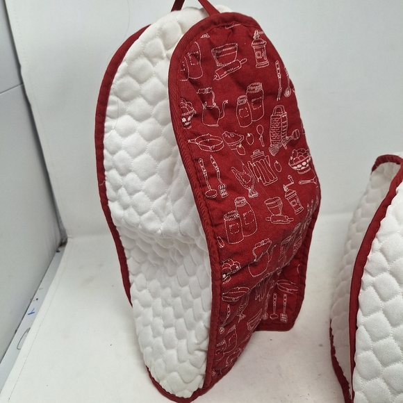 Teapot Blender Cozy Red White Chicken Country Kitchen Tool Dust Covers Quilted - Picture 5 of 12